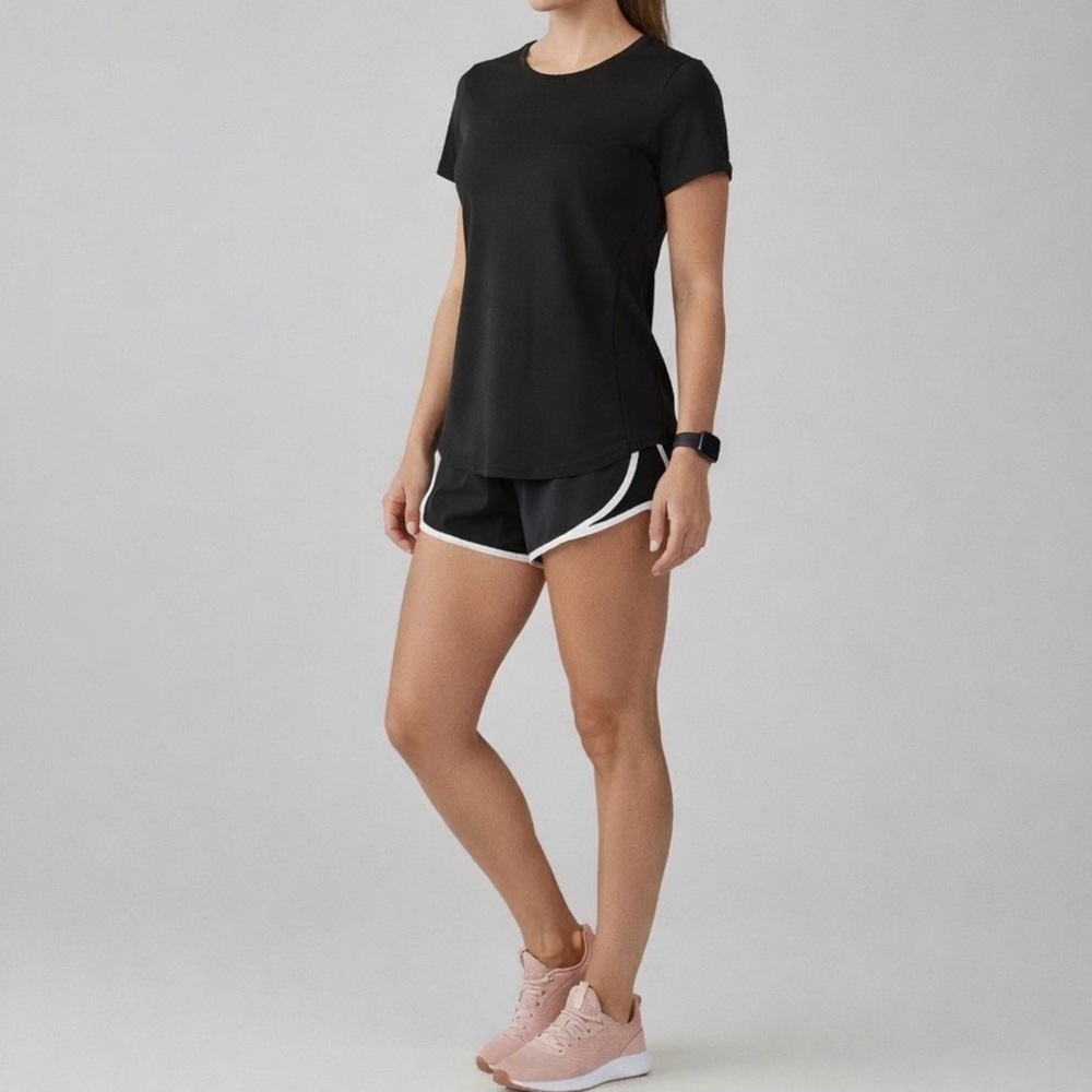 Zella Black Short Sleeve Tee Size L Athleisure Minimal Activewear